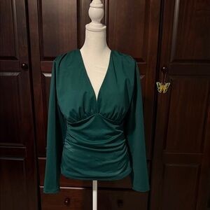 HALARA Deep Teal Long Sleeve Blouse